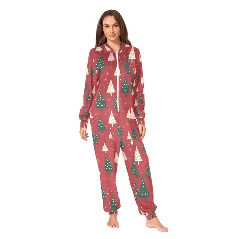 CHINEE Christmas Casual Unisex Sleepwear Set for Adults 100% Cotton Long Sleeve Tee Pants Merry Lounge Pajama Suit High Quality