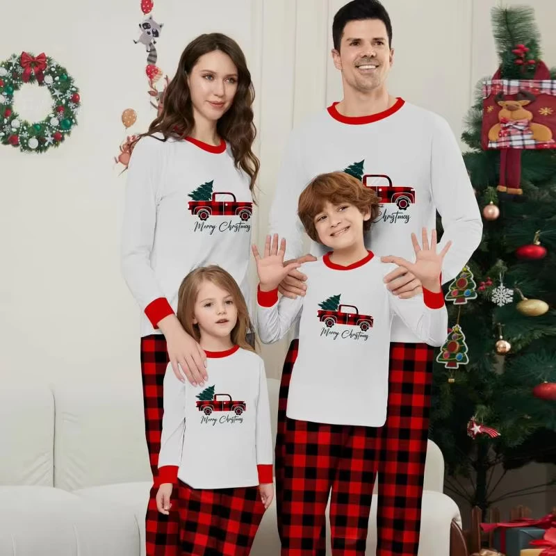 CHINEE Christmas Couples Families Kids Women Soft Matching Christmas Pajamas Family Sleepwear