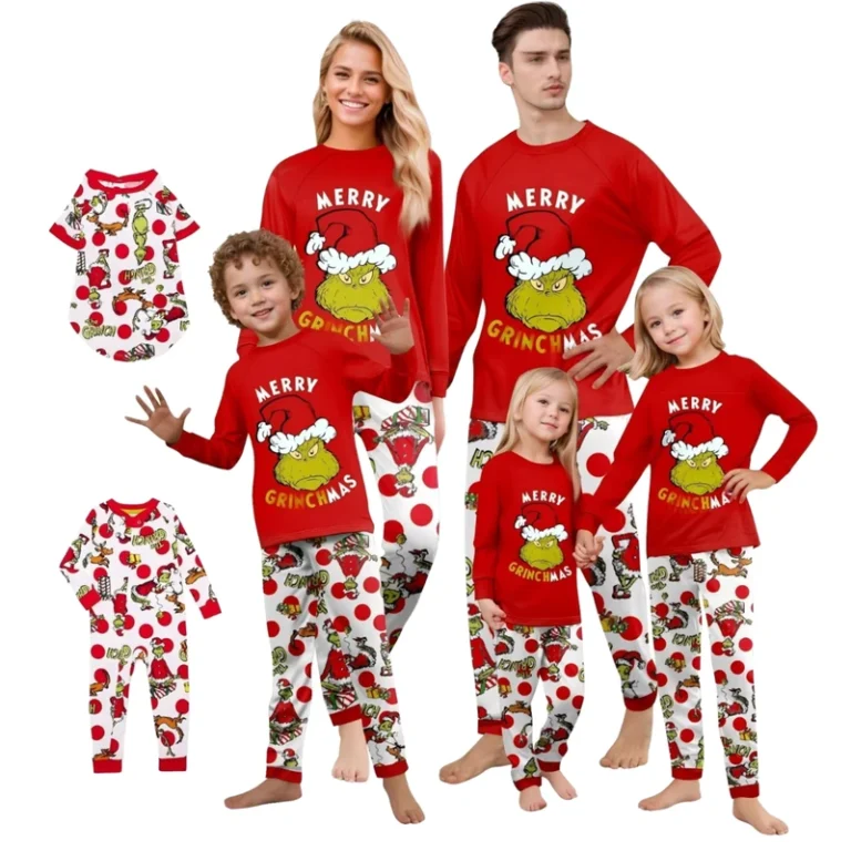 CHINEE-Christmas-Family-Matching-Home-Set-Elastic-Waist-Long-Sleeve-Casual-Home-Wear-Printed-Pajamas-Parent-Kid-Dog-Spring-Winter