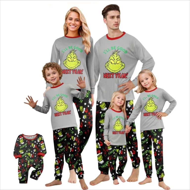 CHINEE-Christmas-Family-Matching-Home-Set-Long-Sleeve-Elastic-Waist-Printed-Grinch-Pajamas-Women-35-Cotton-Winter-Xmas