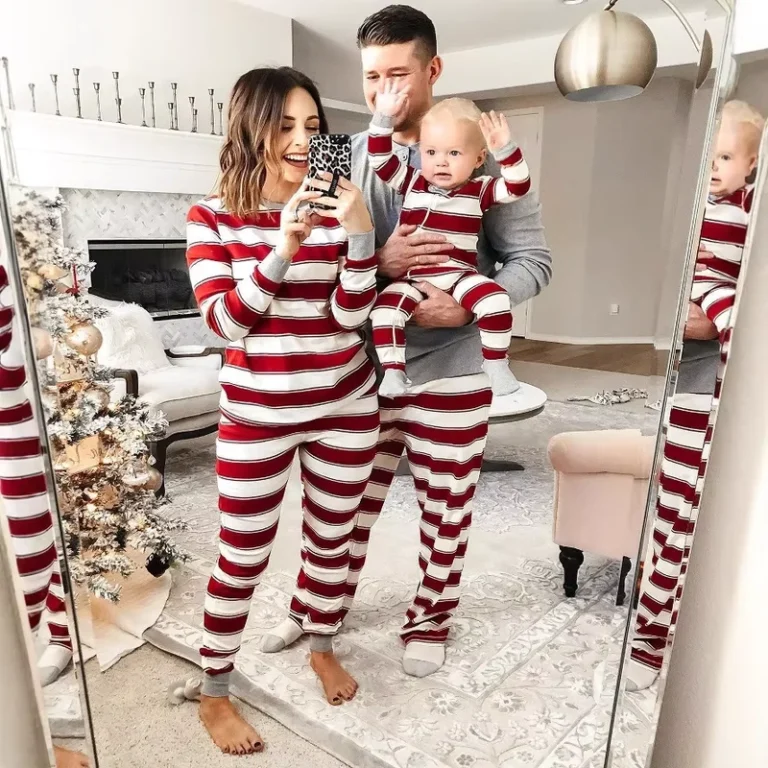 CHINEE-Christmas-Family-Matching-Home-Set-Striped-Pajamas-Long-Sleeve-Round-Neck-Casual-ODM-Homewear-Parent-Kid-Xmas-Outfit