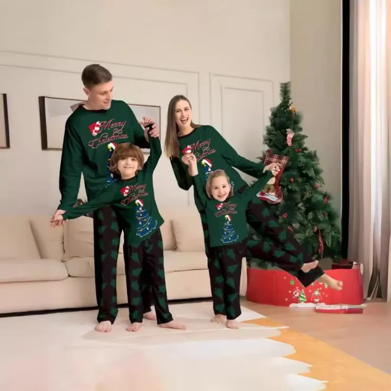 CHINEE-Christmas-Family-Matching-Outfits-Print-Green-Pajamas-Xmas-Tree-Print-Holiday-Long-Sleeve-Home-Pajamas-for-Family