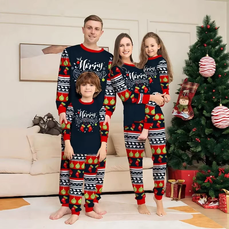 CHINEE Christmas Family Matching Pajamas Elastic Waist Elegant Custom Print Adult Onesie Set