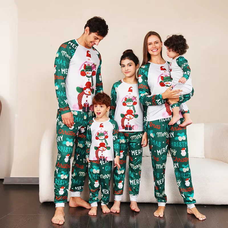 CHINEE Christmas Family Matching Pajamas XL Snowman Print Pyjama Set for Sleepwear at Home
