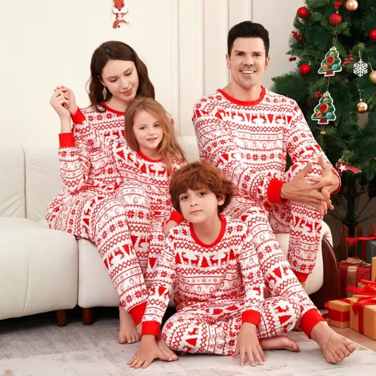CHINEE-Christmas-Family-Pajamas-Matching-Outfit-Suit-Bamboo-Fabric-Sleepwear-Pyjama-Set-Pullover-Long-Sleeve-Women-Pajama-2pc-Set