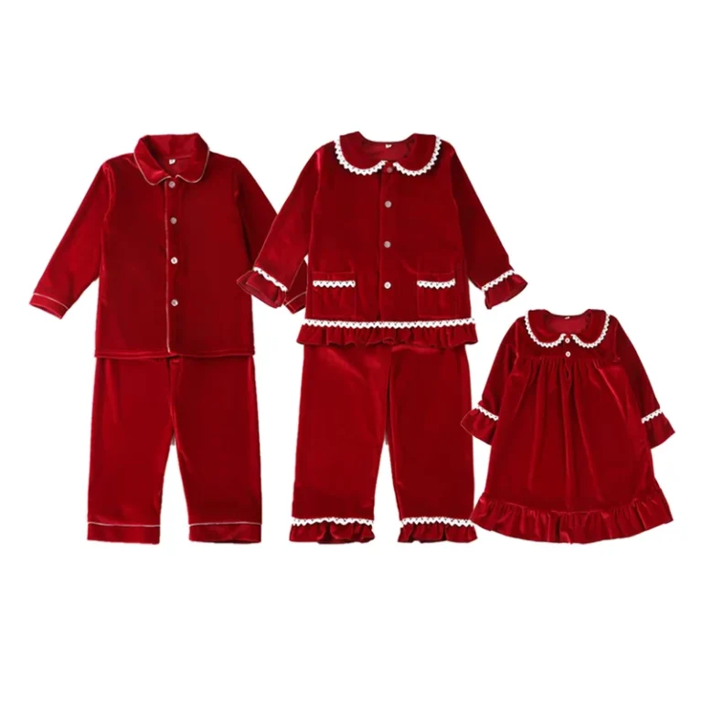 CHINEE-Christmas-Matching-Family-Button-up-Cotton-Velvet-Sleepwear-Mom-and-Daddy-Pyjamas-Children-Boy-Girl-2-Pieces-Set-Pajamas