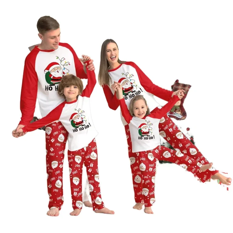 CHINEE-Christmas-Pajamas-Cute-Printed-2-Piece-Sleepwear-Festive-Holiday-Family-Matching-Set-with-Elastic-Waist-and-Elegant-Design