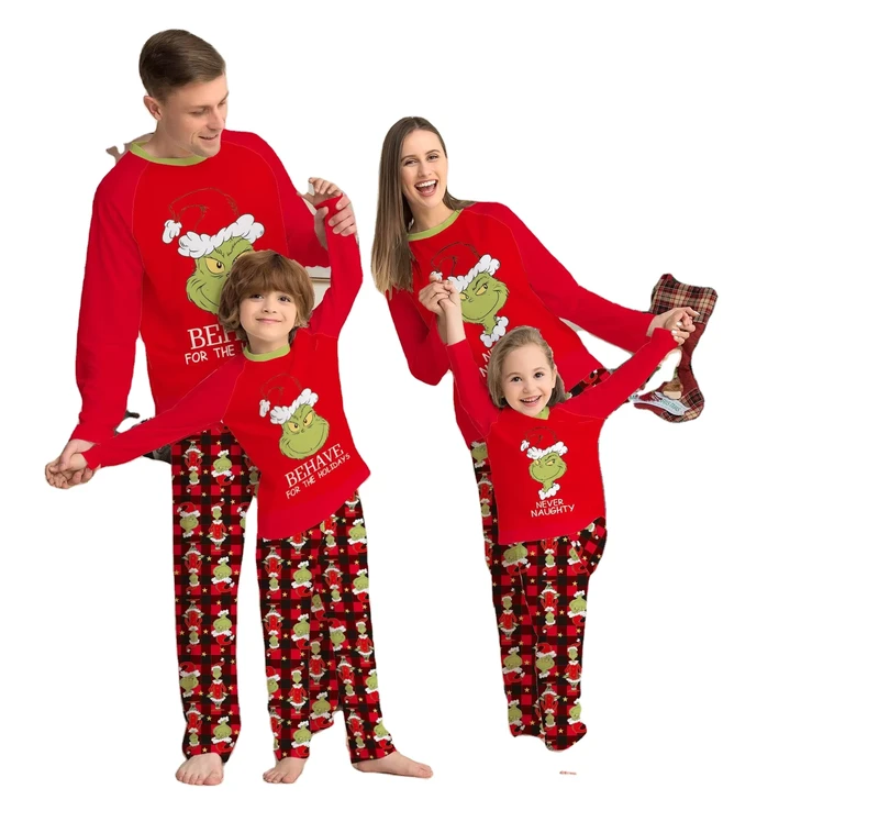 CHINEE Christmas Pajamas Mommy and Me Elk Print Family Pajamas Matching Set Suits Father Mother Kids Homewear Sleepwear Clothes