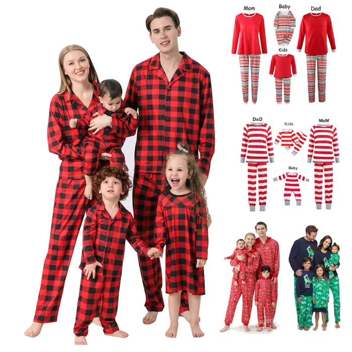 CHINEE Christmas Pijamas Kids Baby Custom Blank Xmas Christmas Pajamas Matching Family Christmas Pajamas