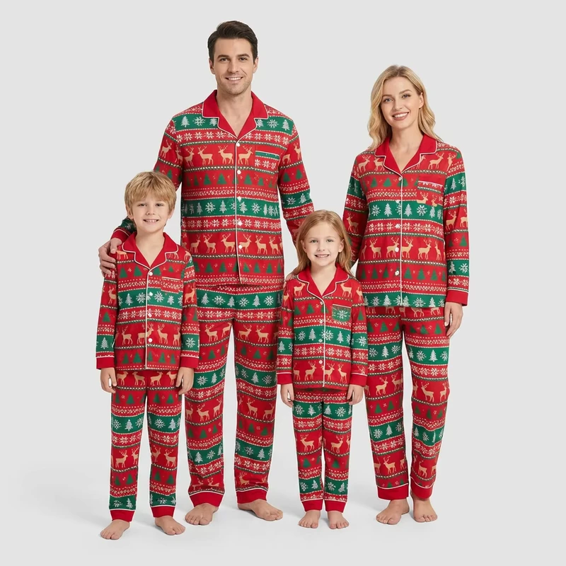 CHINEE Christmas Pyjamas Family Set Face Customised Two Pieces Oem & Odm Family Matching Pajamas Manufacturer Mum and Baby Matching Pjs