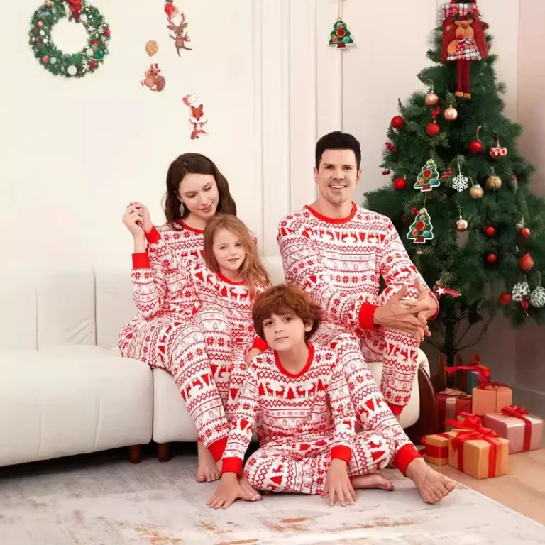 CHINEE-Christmas-Winter-Family-Pajama-Matching-Sets-Breathable-Soft-Cartoon-Snowflake-Deer-Print-Long-Sleeve-Elastic-Waist-Parent-Child