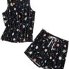 CHINEE Comfortable 2 Piece Short Sleeve Lounge Fashion Women's Sleepwear Set Super Soft Printed Casual Pajama Set
