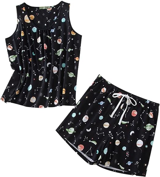 CHINEE Comfortable 2 Piece Short Sleeve Lounge Fashion Women's Sleepwear Set Super Soft Printed Casual Pajama Set