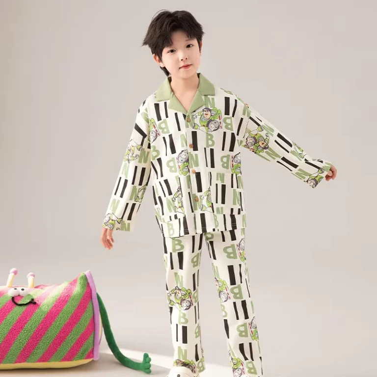 CHINEE-Comfortable-Cotton-2-Piece-Button-Down-Sleepwear-Age-Appropriate-Pajama-Set-for-Kids-Teens-Boys-Girls