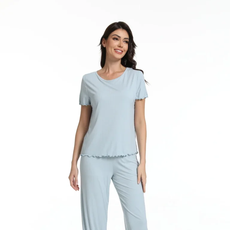 CHINEE Comfortable Solid Cotton Womens Pyjamas Short PJ Set Lace Soft Modal Bamboo Pajamas Loungewear Women Sets