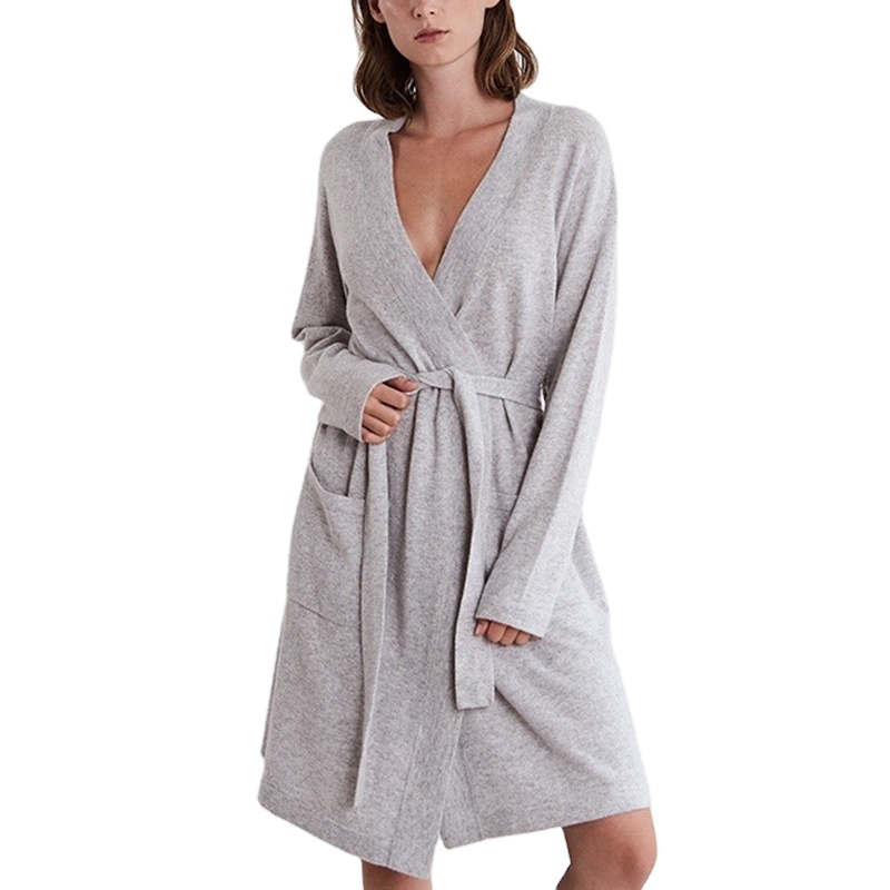 CHINEE Competitive Price Plus Size Embroidered Quick Dry Wool Cotton Bath Robes Full Length Breathable Drawstring Closure Sexy Style