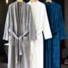 CHINEE Coral Fleece Hotel Bathrobe Plush Bath Robe Kimono Collar Soft 100% Polyester Sleepwear Robes Unisex