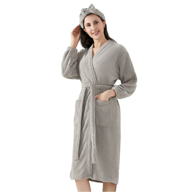 CHINEE-Coral-Fleece-Luxury-Bathrobe-Thickened-Pajamas-Long-Sleeved-Knee-Length-Bath-Towel-Summer-Flannel-Adult