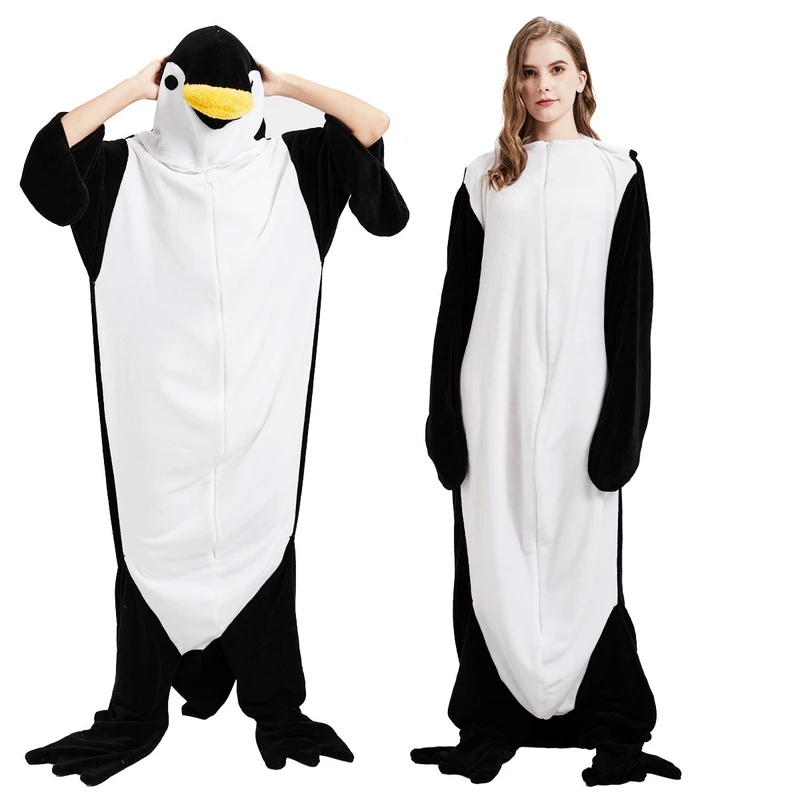 CHINEE Cosplay Penguin Onesie Sleepingbag Pajamas Jumpsuit 100% Polyester Flannel Soft Elastic Waist All Season Women's