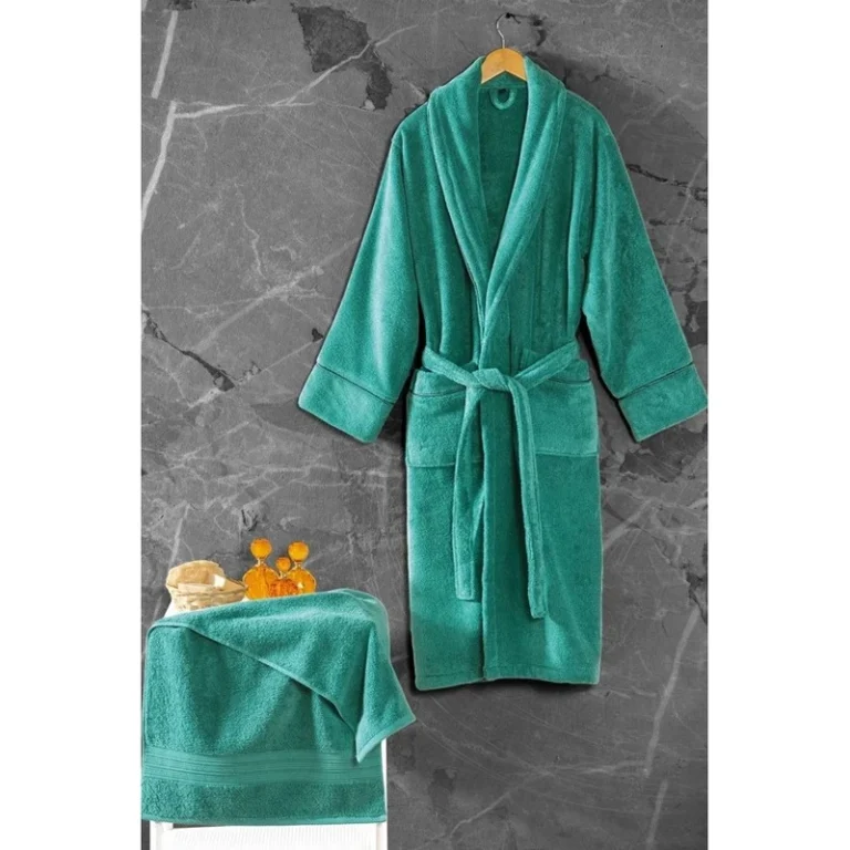 CHINEE-Cotton-Box-Exclusive-Mens-Bathrobe-Set-Single-Green-M-L