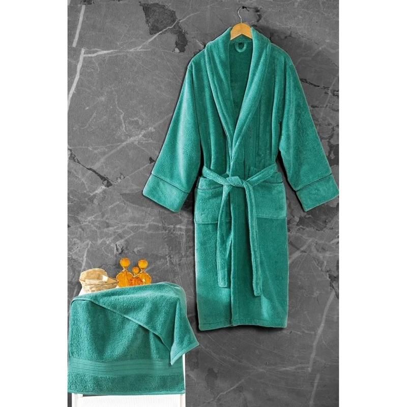 CHINEE Cotton Box Exclusive Men's Bathrobe Set Single Green M L