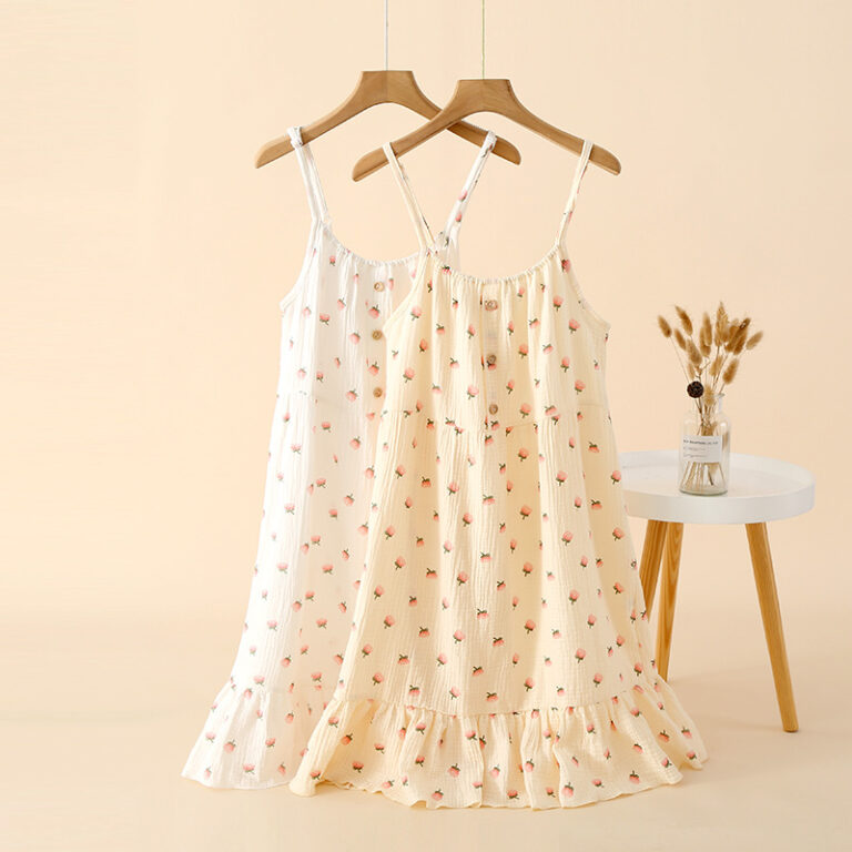 CHINEE-Cotton-Crepe-Nightdress-for-Women-Loose-and-Fresh-Style-Made-of-Comfortable-Cotton-Yarn-Suitable-for-Summer-and-Home-Wear