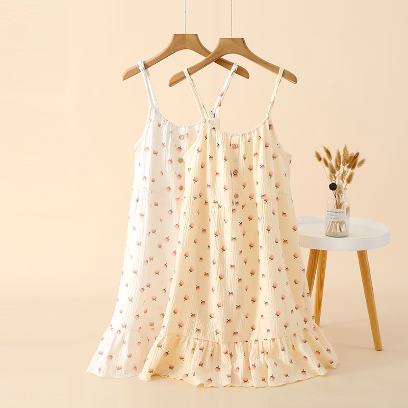 CHINEE Cotton Crepe Nightdress for Women Loose and Fresh Style Made of Comfortable Cotton Yarn Suitable for Summer and Home Wear