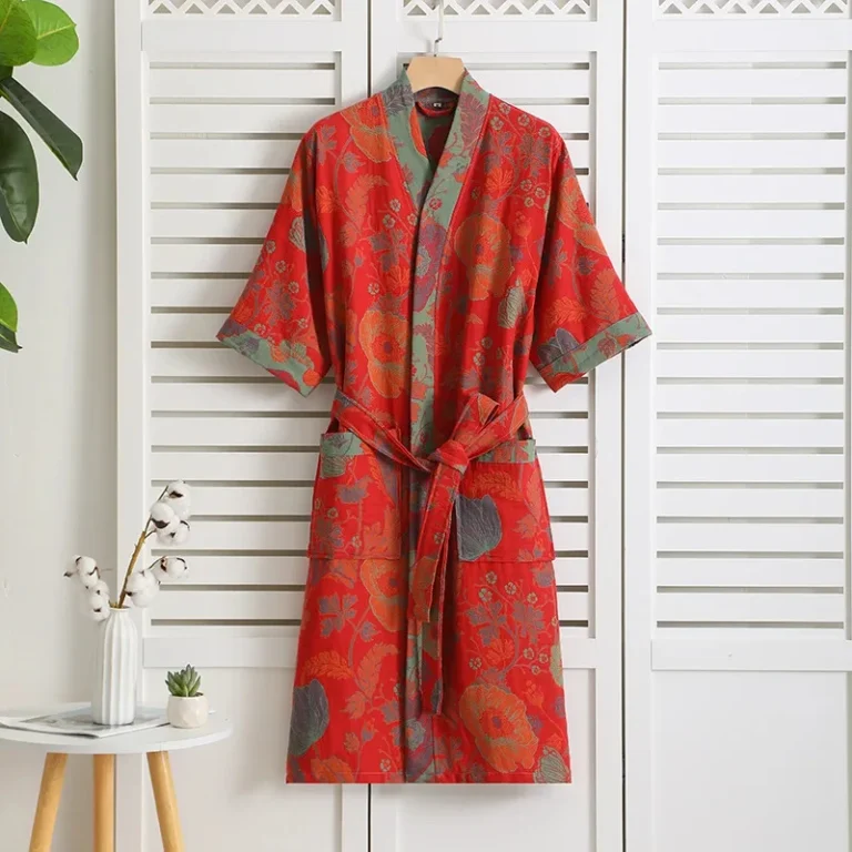 CHINEE-Cotton-Double-layer-Gauze-Bathrobes-Spring-Thin-Pajamas-Half-Sleeve-Kimono-Robe-Women-Robes-Home-Loungewear