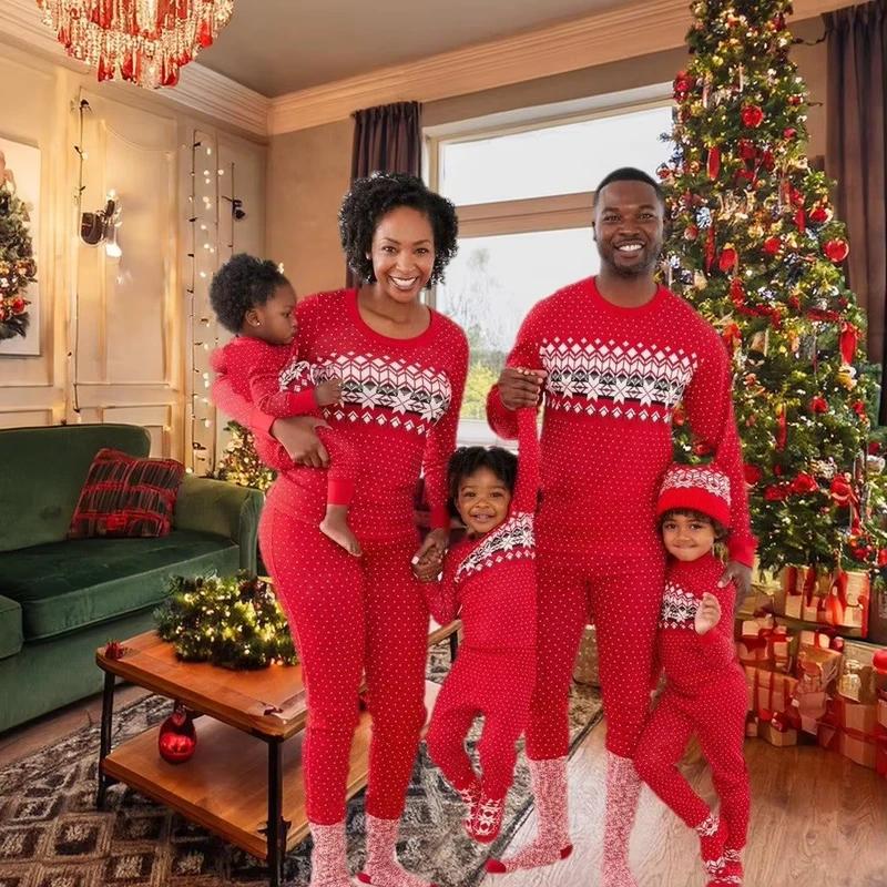 CHINEE Cotton Family Christmas Pajamas Set Matching Parent Child Sleepwear