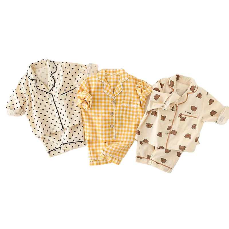 CHINEE Cotton Infants Print Pajamas Long Sleeve Sleepwear Sets for Baby Boys and Girls for Summer and Autumn