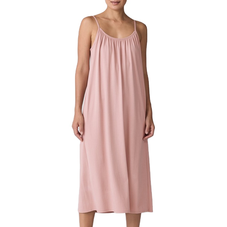 CHINEE Cotton Interlock Sleep Dress Organic Women's Nightgown Soft Slip Dress for Women Spaghetti Straps Sleepwear Womens Clothes