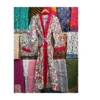 CHINEE Cotton Kimono Robe Dressing Gown Wedding Robe Block Print Bridesmaid Robe Summer Nightwear Bathrobe Beachwear Men Women Plus