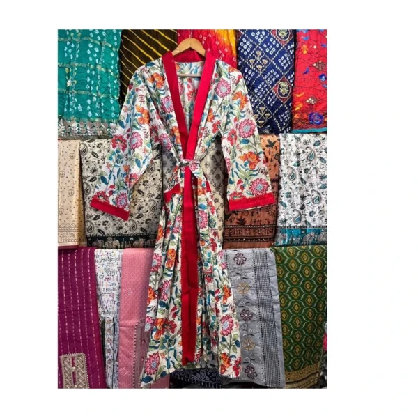 CHINEE Cotton Kimono Robe Dressing Gown Wedding Robe Block Print Bridesmaid Robe Summer Nightwear Bathrobe Beachwear Men Women Plus