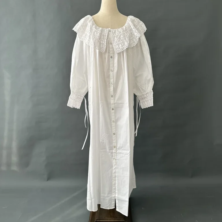 CHINEE-Cotton-Lace-Button-Down-Nightdress
