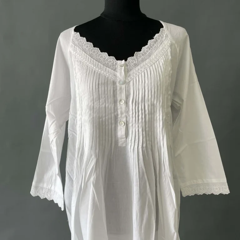 CHINEE-Cotton-Lace-Long-Sleeve-Nightdress