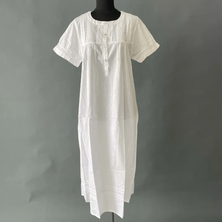 CHINEE-Cotton-Lace-Short-Sleeve-Nightdress