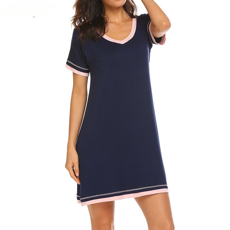 CHINEE Cotton Night Dress Women's Sleepwear Ladies Nightwear Short Sleeve Pajamas Sleep Night Dresses for Woman