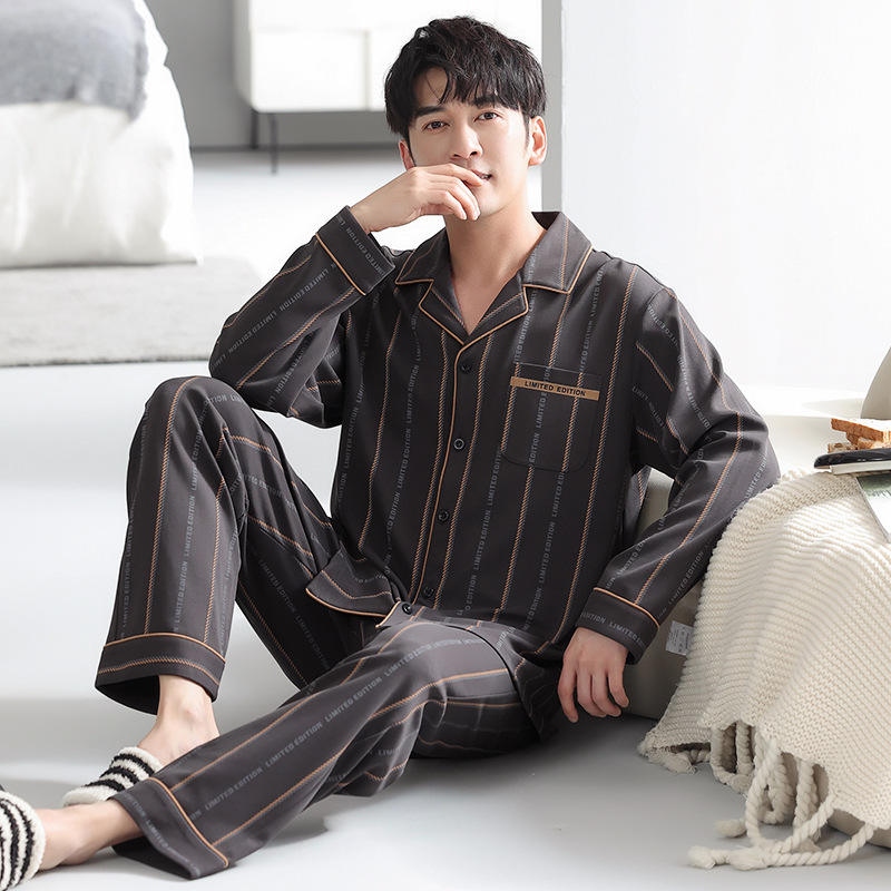 CHINEE Cotton Satin Casual Mens Embroidery Pajamas Turn Collar Short Sleeve Breathable Customized Color Logo Soft Middle Aged