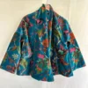 CHINEE Cotton Velvet Short Jacket Floral Print Kimono Robe with Belt Winter Robe Perfect Attire for Winter Wear