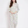 CHINEE Cotton Woven Pajamas for Women Sets Casual Sleepwear Round Neck Long Sleeve Autumn Spring Breathable High Quality Elegant