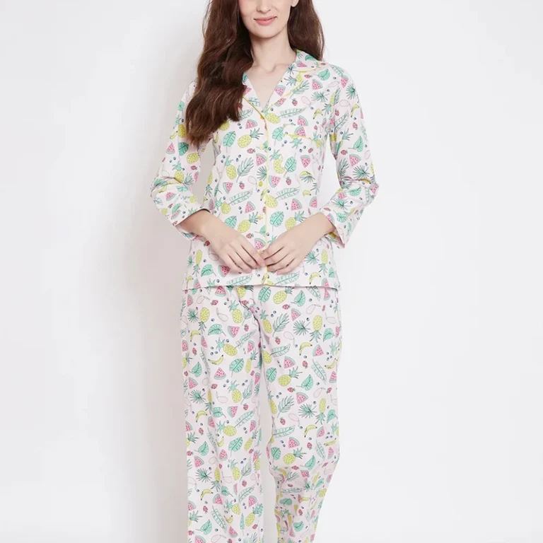 CHINEE Cotton Woven Pajamas for Women Sets Casual Sleepwear Round Neck Long Sleeve Autumn Spring Breathable High Quality Elegant