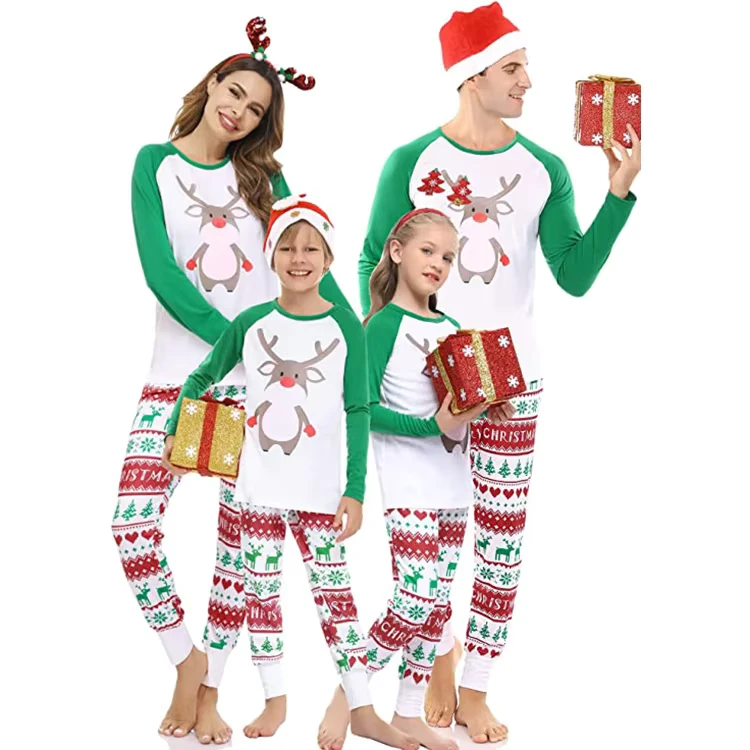 CHINEE Cotton matching family christmas pajamas parent child suit sleepwear