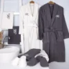 CHINEE Cozy 100% Cotton Velour Terry 8 pcs Bathrobe Sets With Towel Slipper White Gray Family Couple Robes Sets With Customizable LOGO