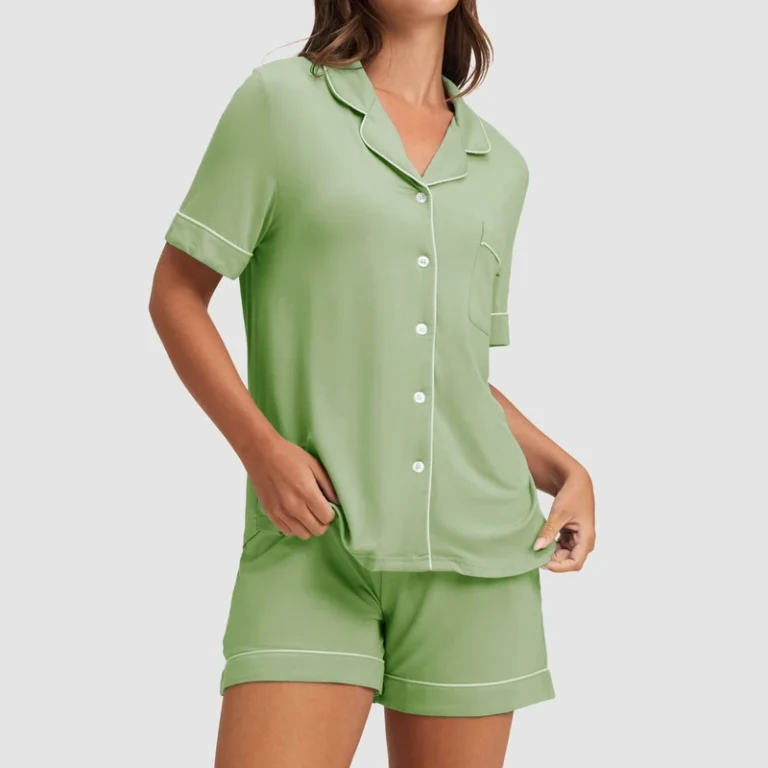 CHINEE-Cozy-Bamboo-2-Pcs-Pajama-Set-Short-Sleeve-Sleepwear-Women-Pjs-Cooling-Loungewear-Adult-Lounge-Set