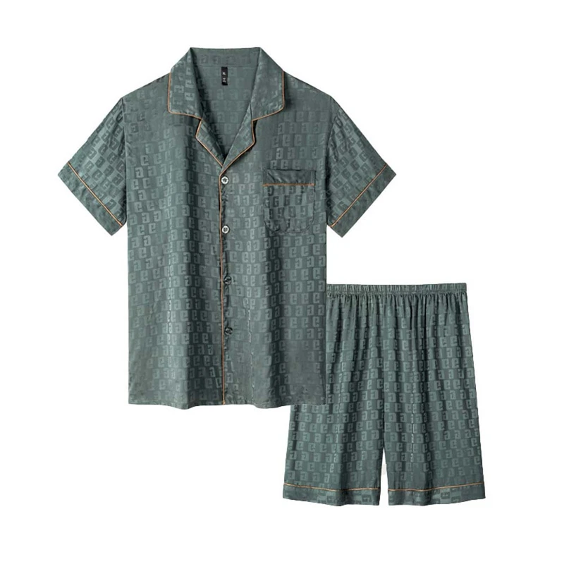 CHINEE Cozy Home wear Men's Pajama Ensemble Distinctive Lapel Men's Pajama Suit