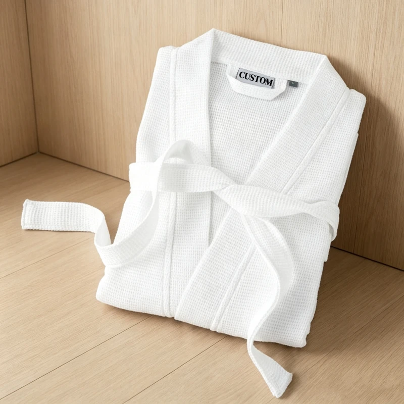 CHINEE Cozy Lightweight Waffle Bathrobe Cotton Eco Friendly Quick Dry Customizable Color Logo Dressing Gown Five Star Hotel Standard
