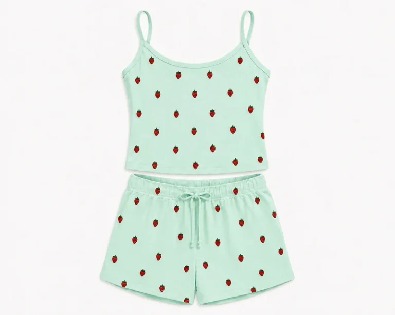 CHINEE-Cross-Border-European-American-Style-Womens-Strawberry-Print-Camisole-Shorts-Pajamas-Casual-Outerwear-Homewear-Set