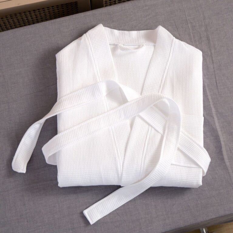 CHINEE-Custom-100-Cotton-Waffle-Long-Sleeve-Bathrobe-Soft-Comfortable-Breathable-Machine-Washable-for-Hotels-Summer