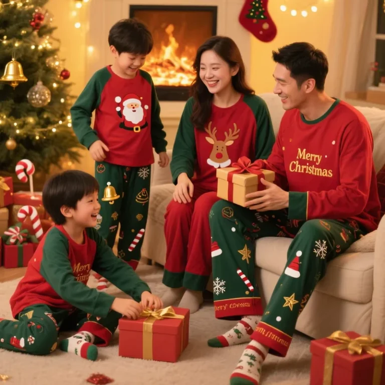 CHINEE-Custom-2-Piece-Christmas-Pyjamas-Sleepwear-Matching-Cotton-Christmas-Pajamas-Family-Set-with-Prints
