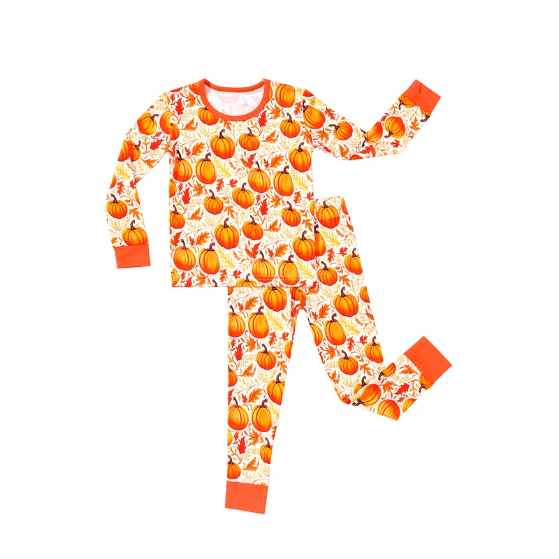 CHINEE Custom 2pcs Comfortable Organic Bamboo Children Pajama Sleeper Long Sleeve Length Toddler Clothes Sleepwear Set Baby Pyjama Set
